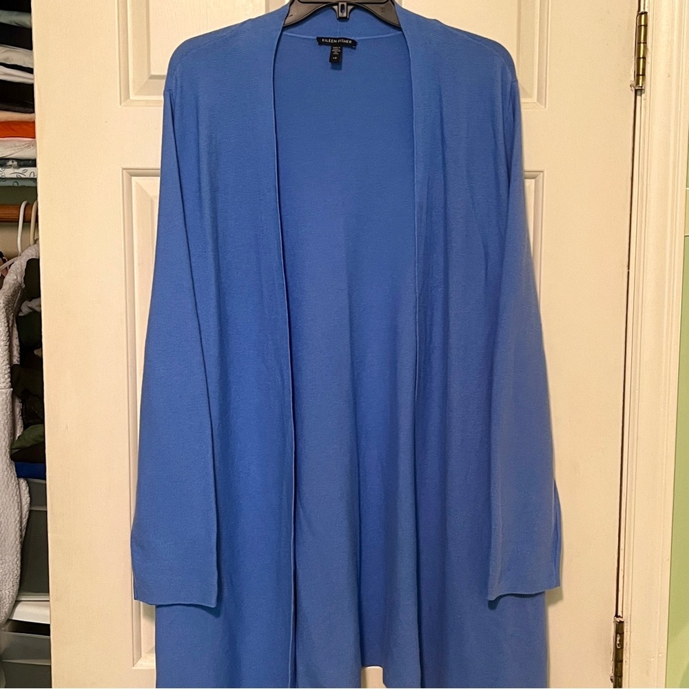 Eileen Fisher Blue Open Front Cardigan Sweater